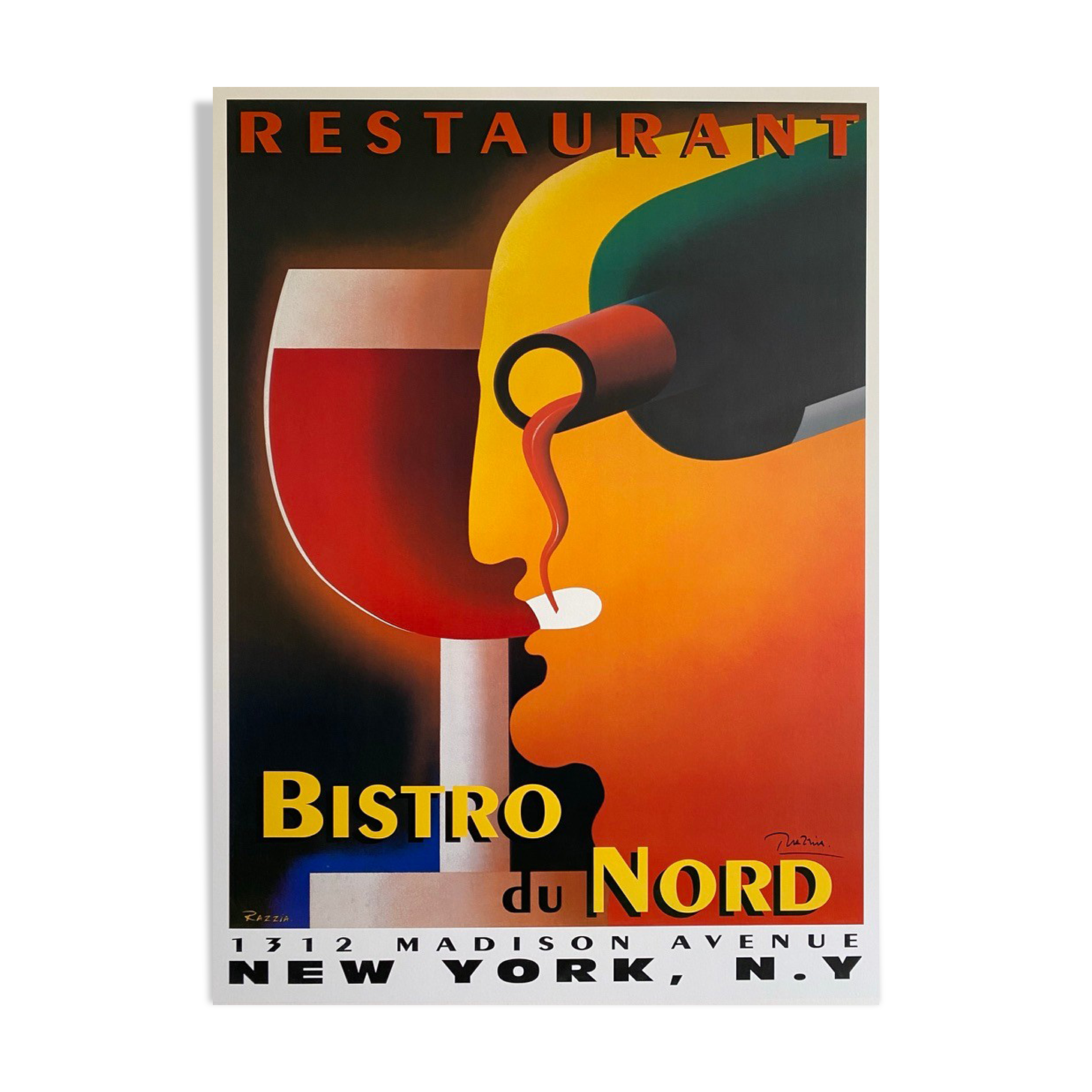 Poster Razzia - Bistrot du Nord - Large Format - Signed by the artist - On linen