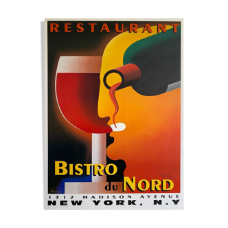 Poster Razzia - Bistrot du Nord - Large Format - Signed by the artist - On linen
