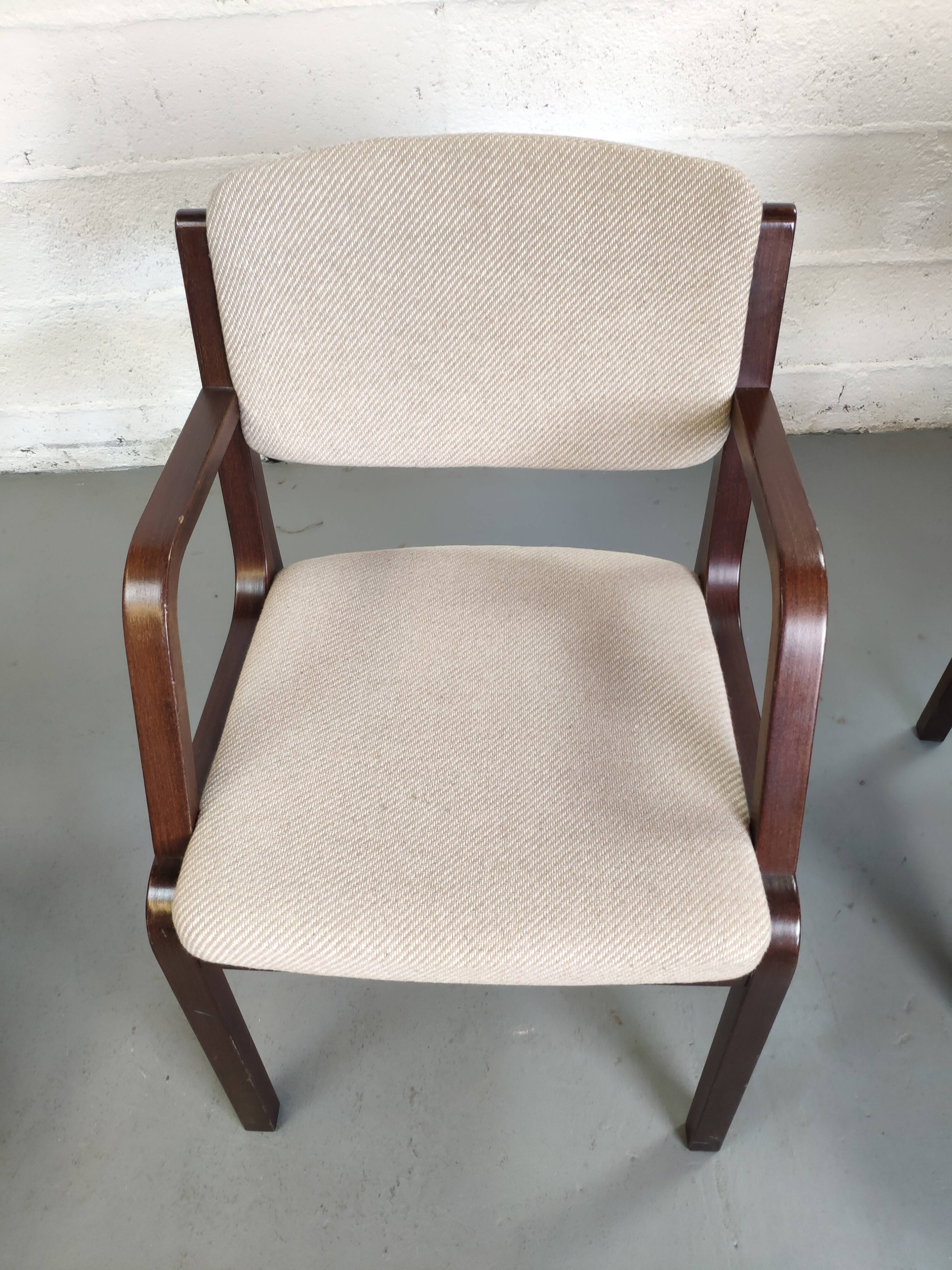 4 wooden and fabric chairs