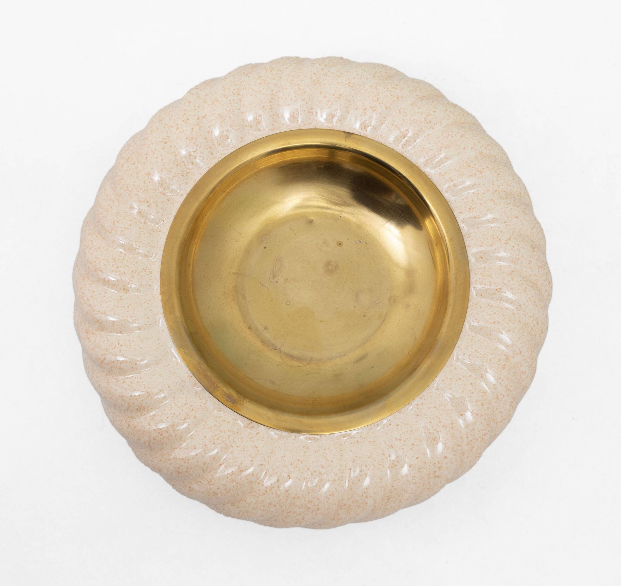 Set of lighter and ashtray in Ceramic Brass by Tommaso Barbi, Italy, 1960s