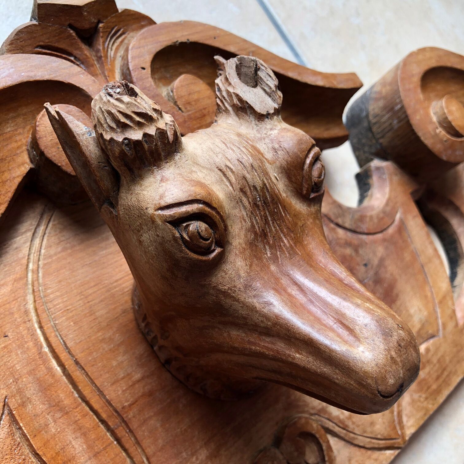 Ibex wooden pediment