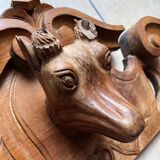 Ibex wooden pediment