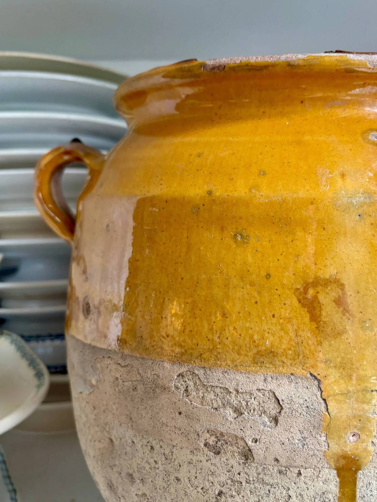 Grease pot, ochre glazed ceramic jar no. 2 - 18th century