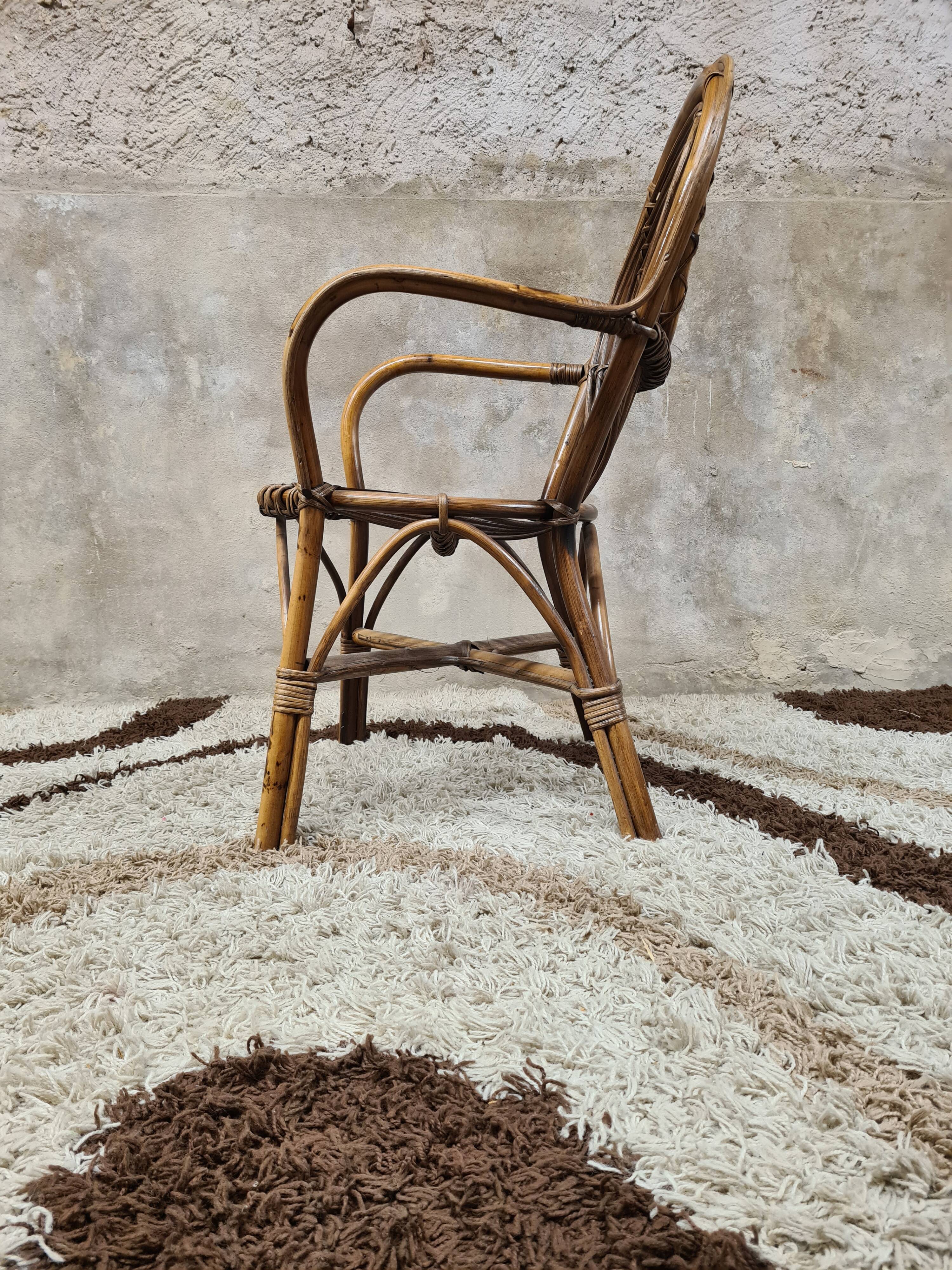 Vintage bamboo rattan armchair