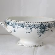 Terre de Fer tureen or salad bowl, Onnaing earthenware, Stella motif, French manufacture