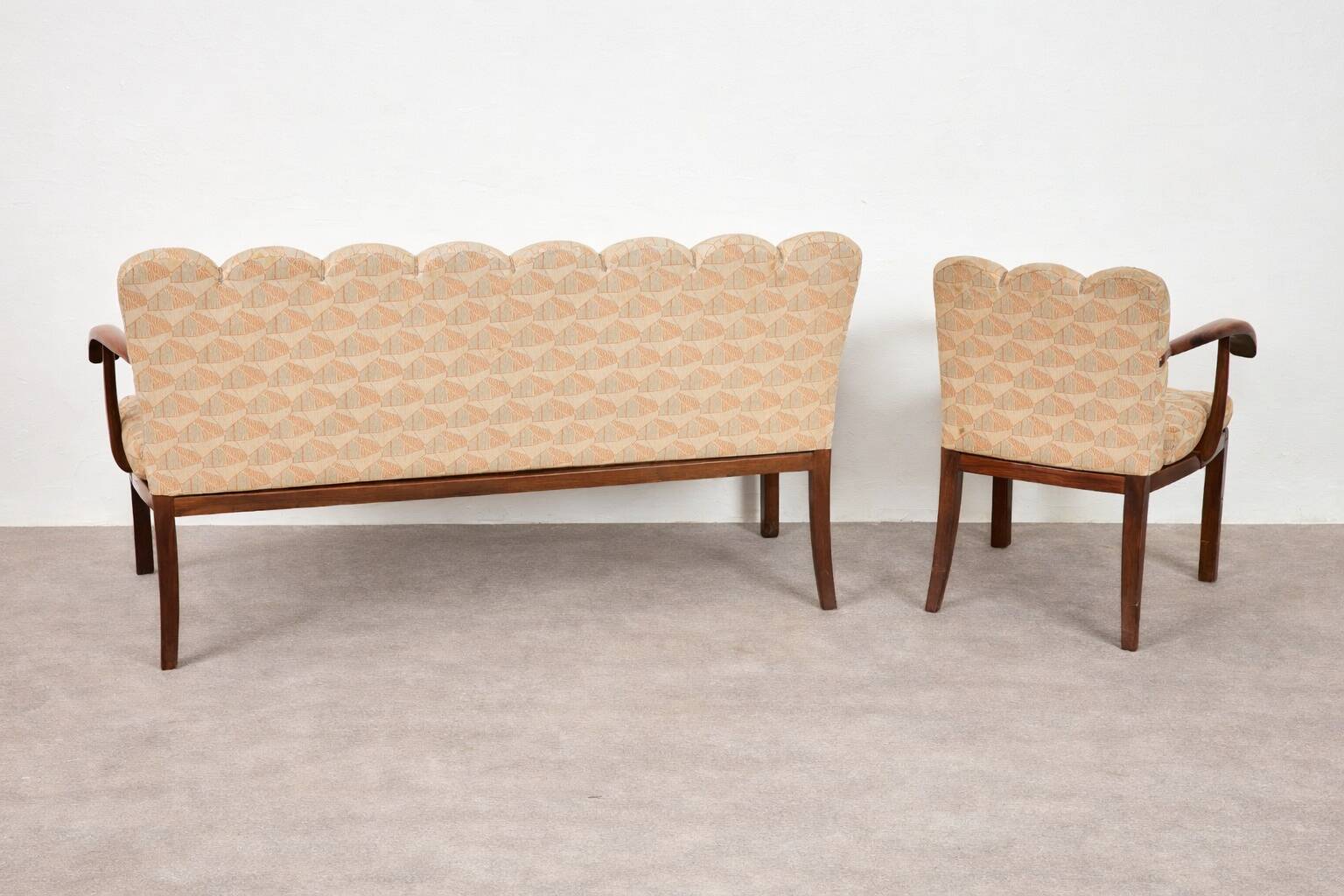 Ensemble de banc de salle à manger et de fauteuil, Vienne-Budapest, vers 1930.