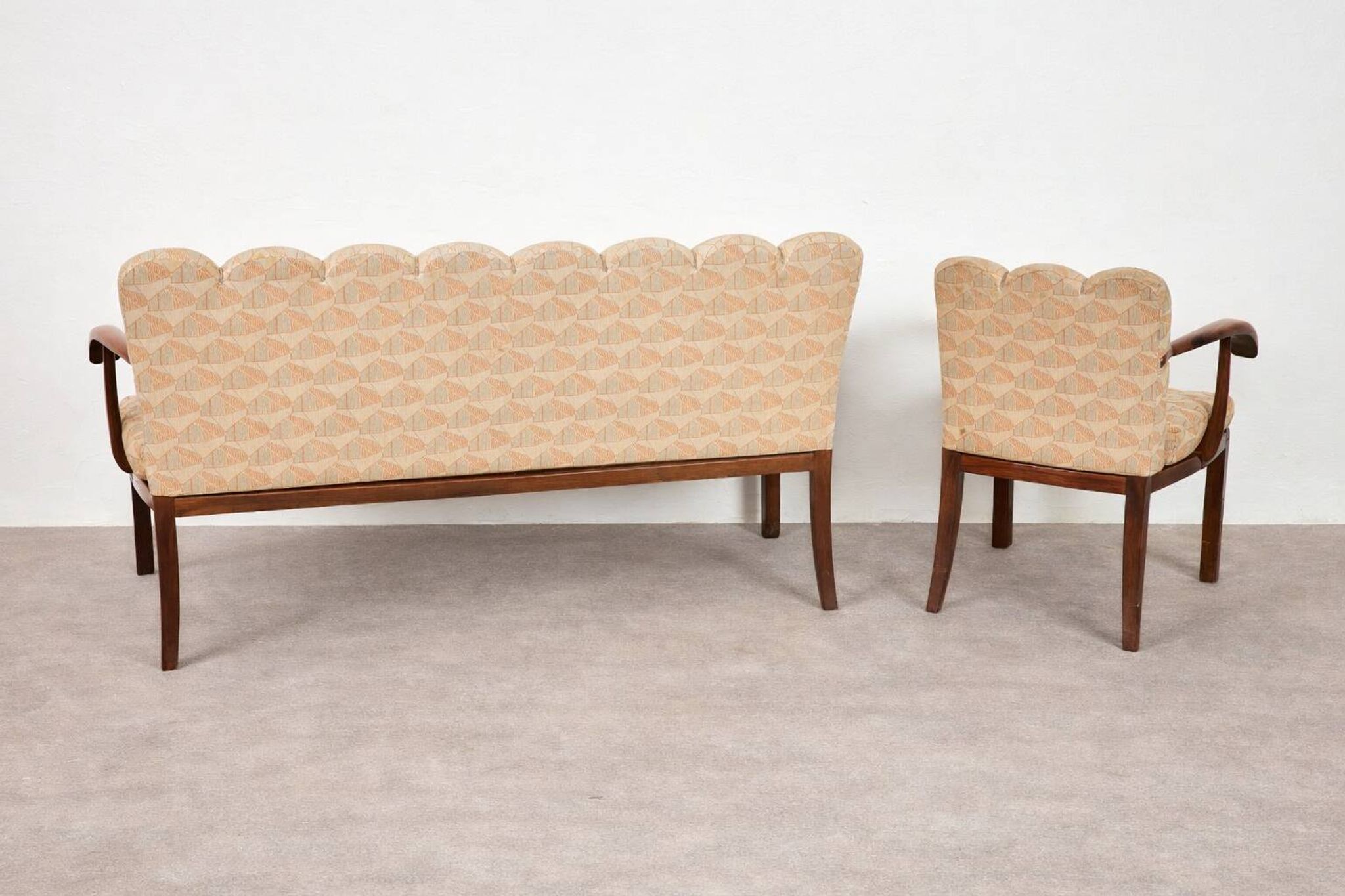 Dining room bench and armchair set, Vienna-Budapest, circa 1930.