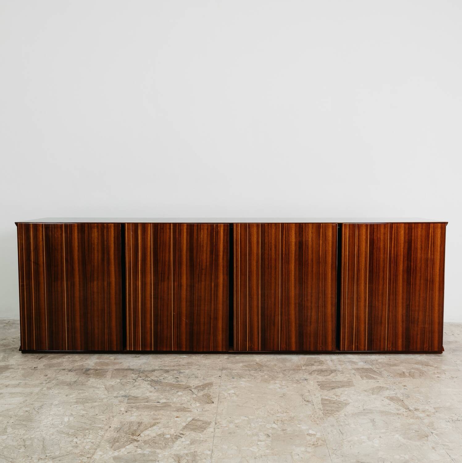Credenza In Palissandro Monumentale Zebrawood Lacquered Mid-Century De