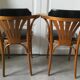 Pair of curved wooden bistro armchairs