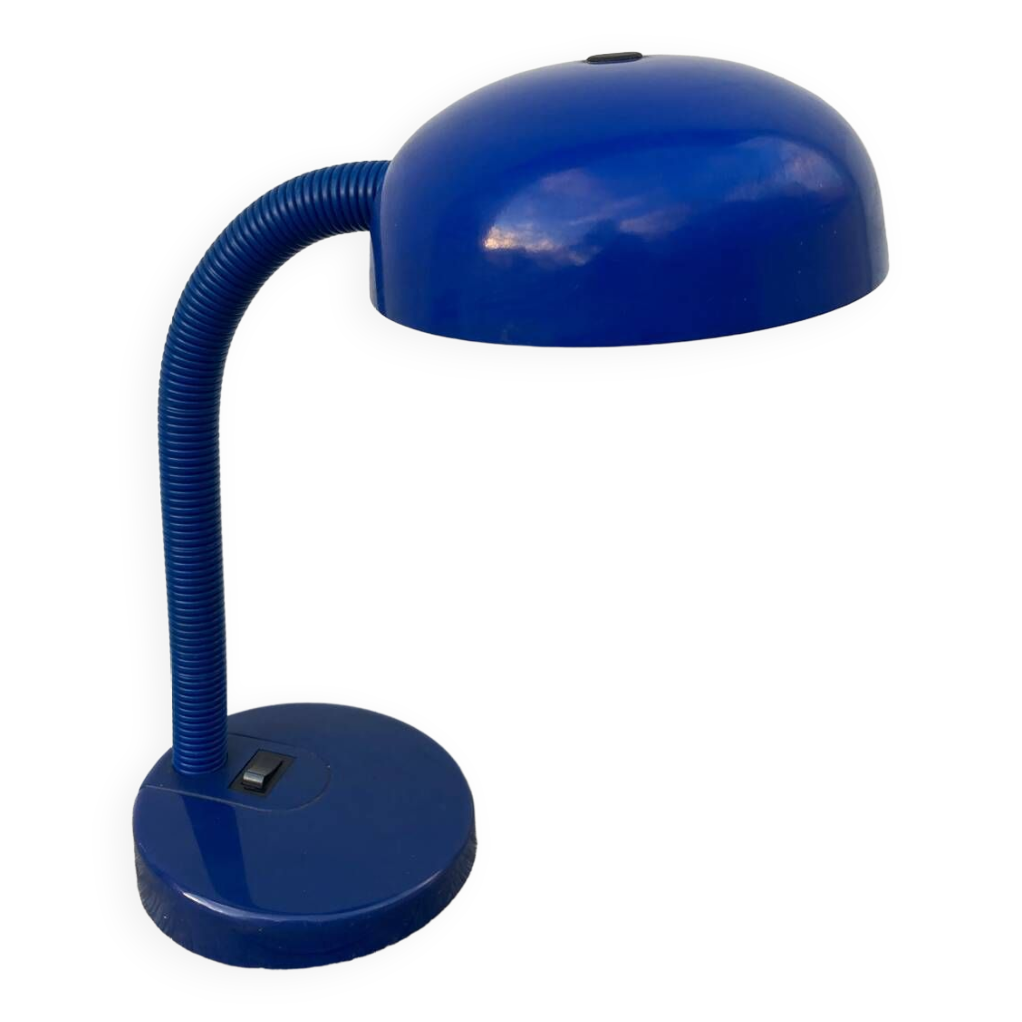 Articulated blue metal bedside lamp