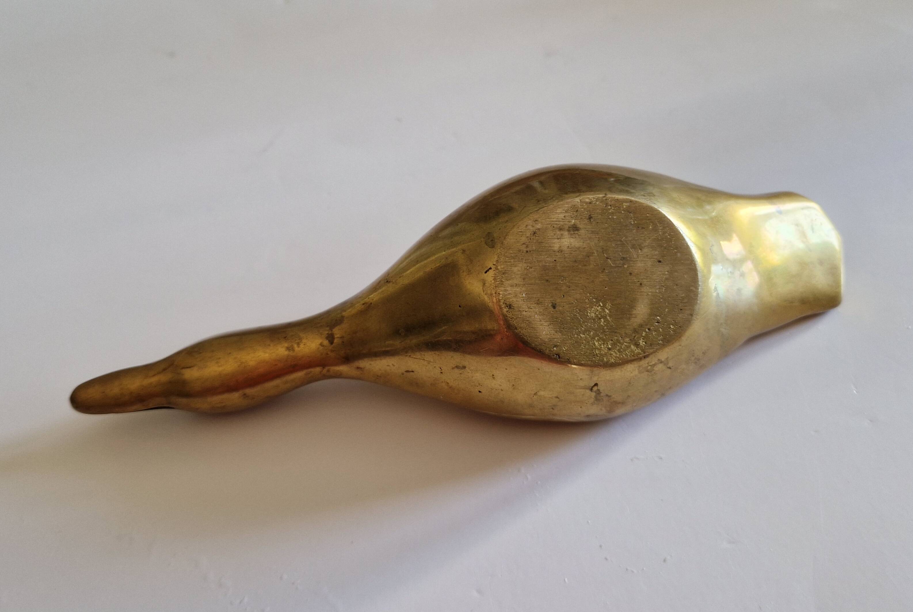Sculptural ashtray in solid brass, France, 1970.