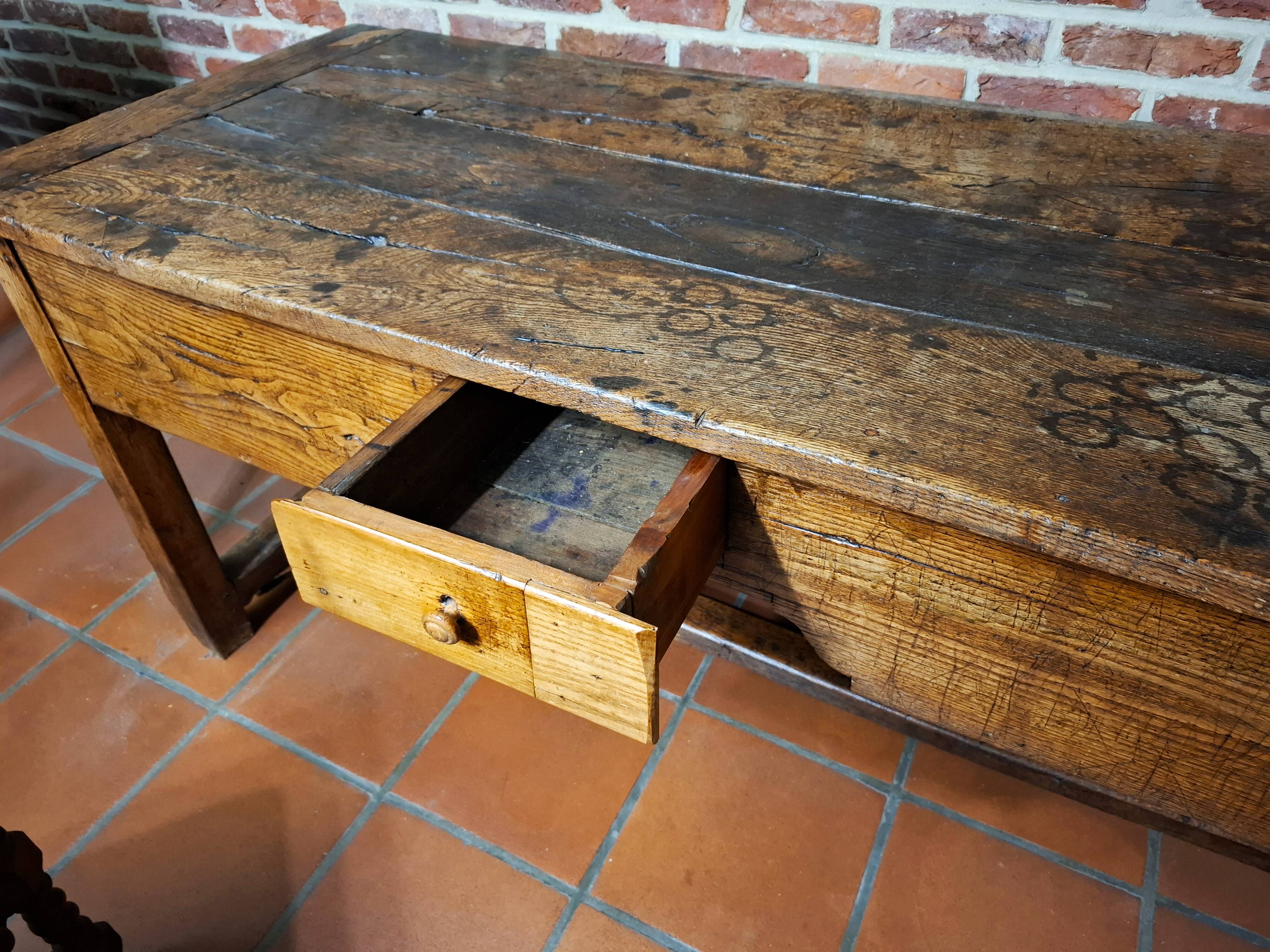 Antique desk accompanied by its chair – first half of the 18th century.
