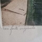 Framed etching, signed