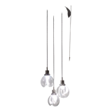Murano glass and varnished metal 3-light pendant by Toni Zuccheri for Venini