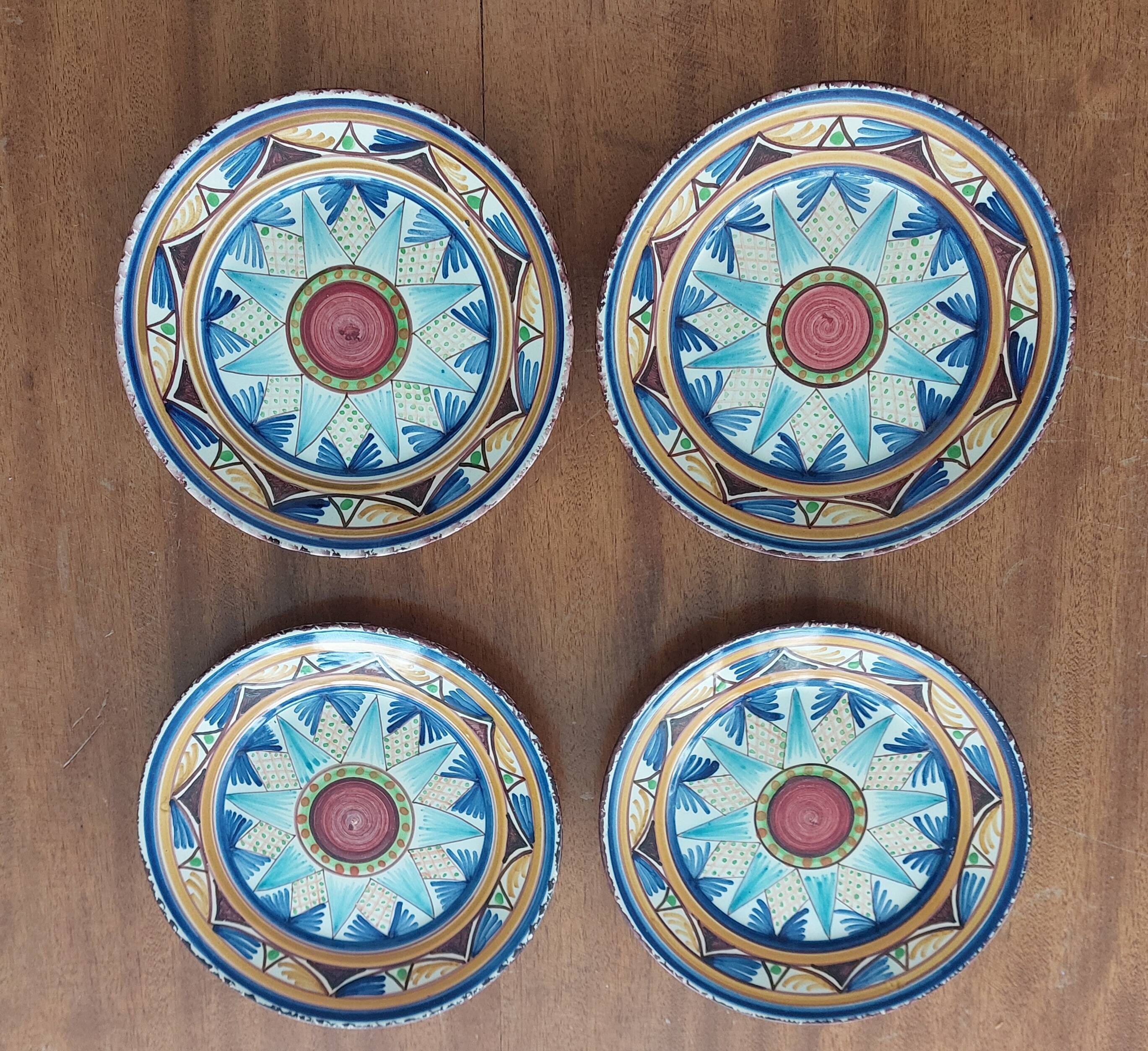 Set of 4 Henriot Quimper dessert plates