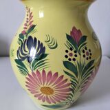 Quimper Henriot Vase – Rare mixed decoration (D.301 + monochrome) on a yellow background