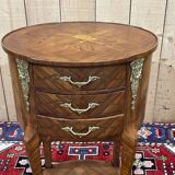 3-drawer side table in rosewood and oak, 1970s Louis XV style work