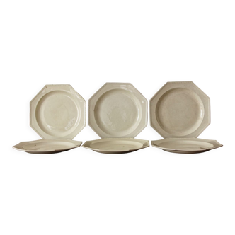 Set of 6 plates in Chantilly faience