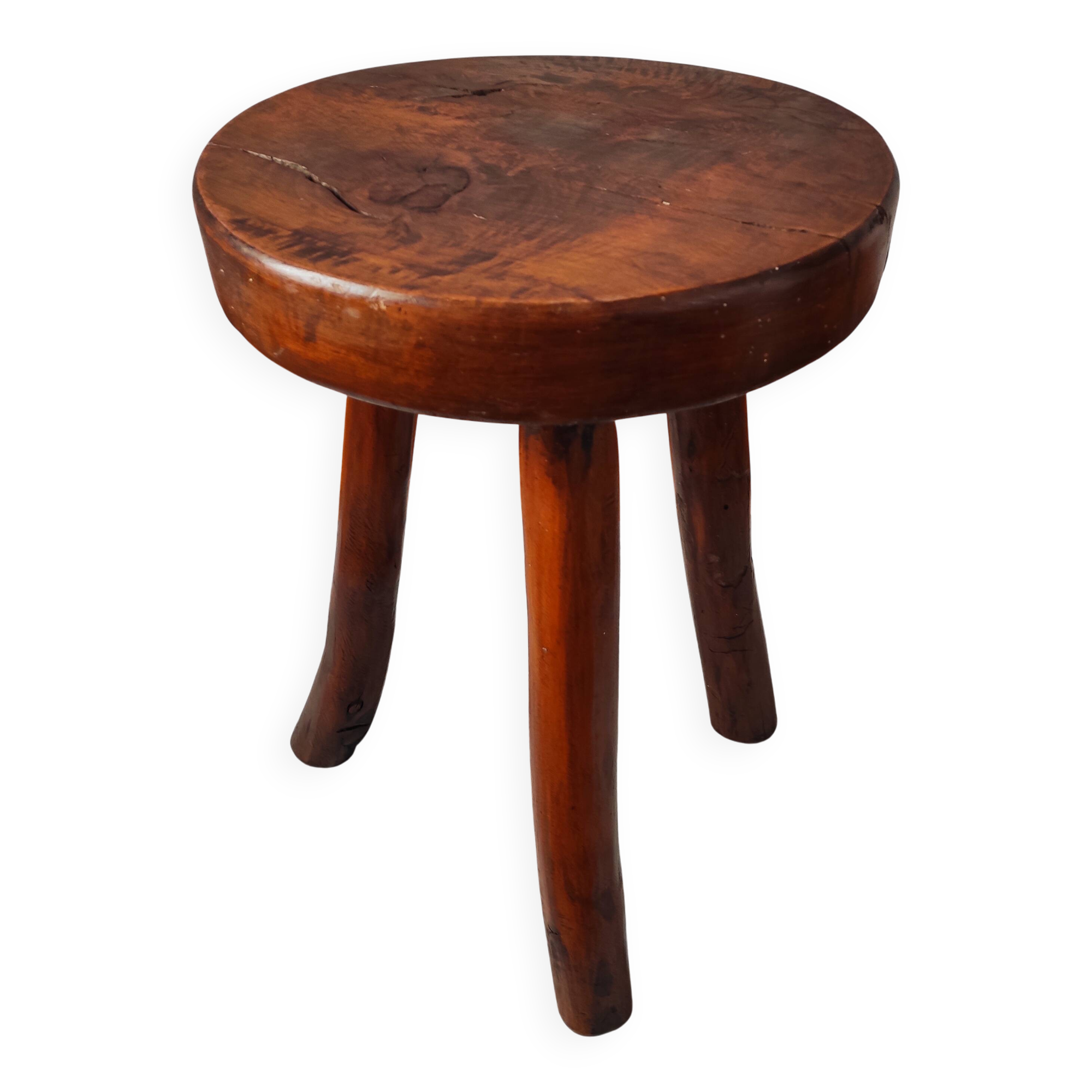 Antique Brutalist Tripod Stool