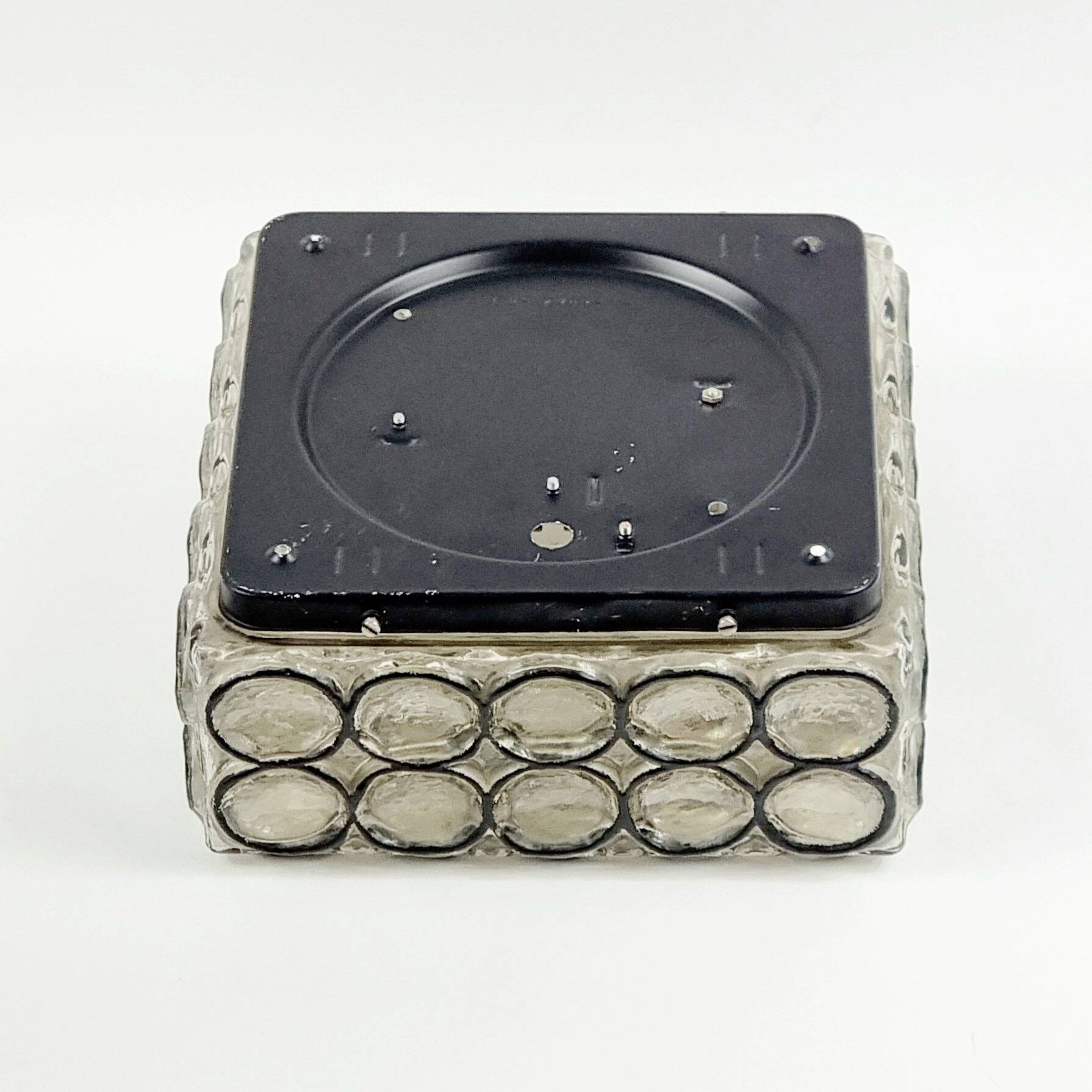 Mid Century Modern Iron Ring Glass Ceiling Light From Limburg, 1960s