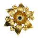 Applique fleur métal doré à la feuille d'or vintage Applique florentine