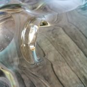 Large amber and green glass cup