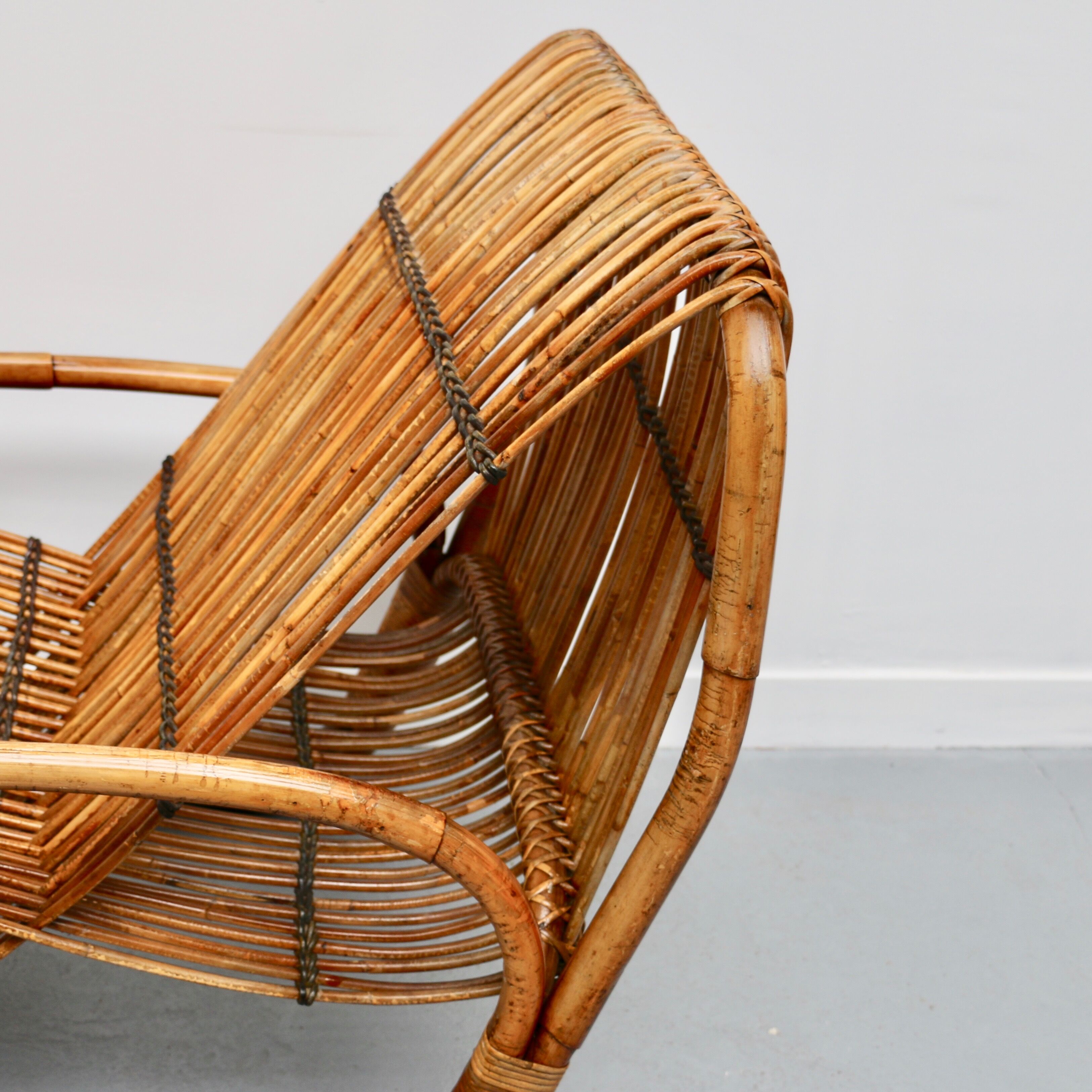 Rattan armchair, Italy, 1950s