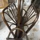 Vintage turned wood and rattan magazine rack