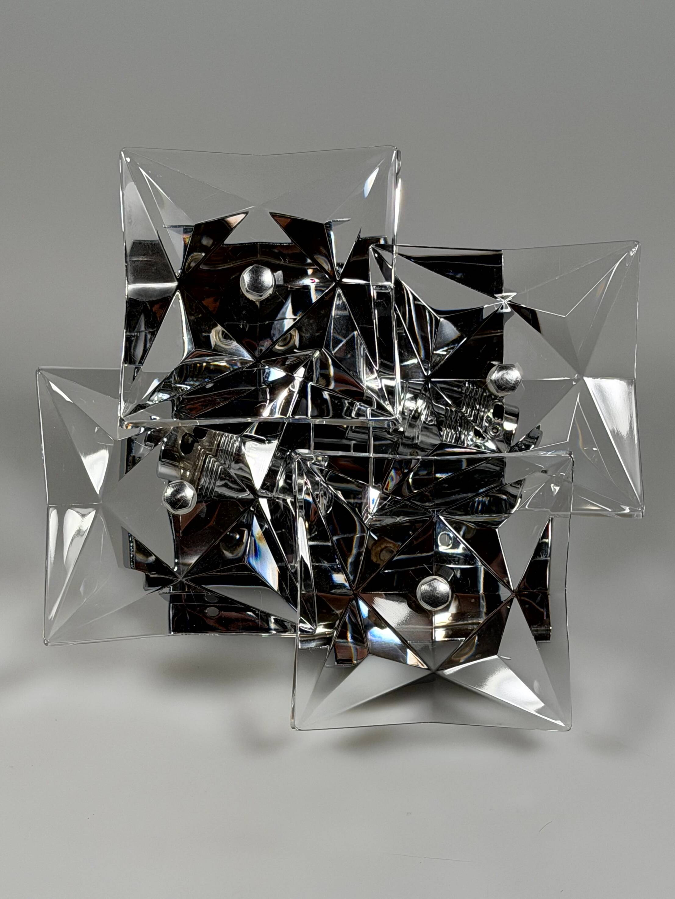 1960s 1970s Wall Sconce by Kinkeldey Lighting Germany in Glass & Chrome