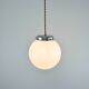 Small Mid-Century Italian Opaline & Metal Sphere Pendant Lamp