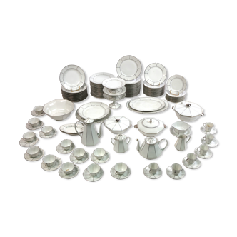 Bernardaud rare table service with platinum pattern art deco