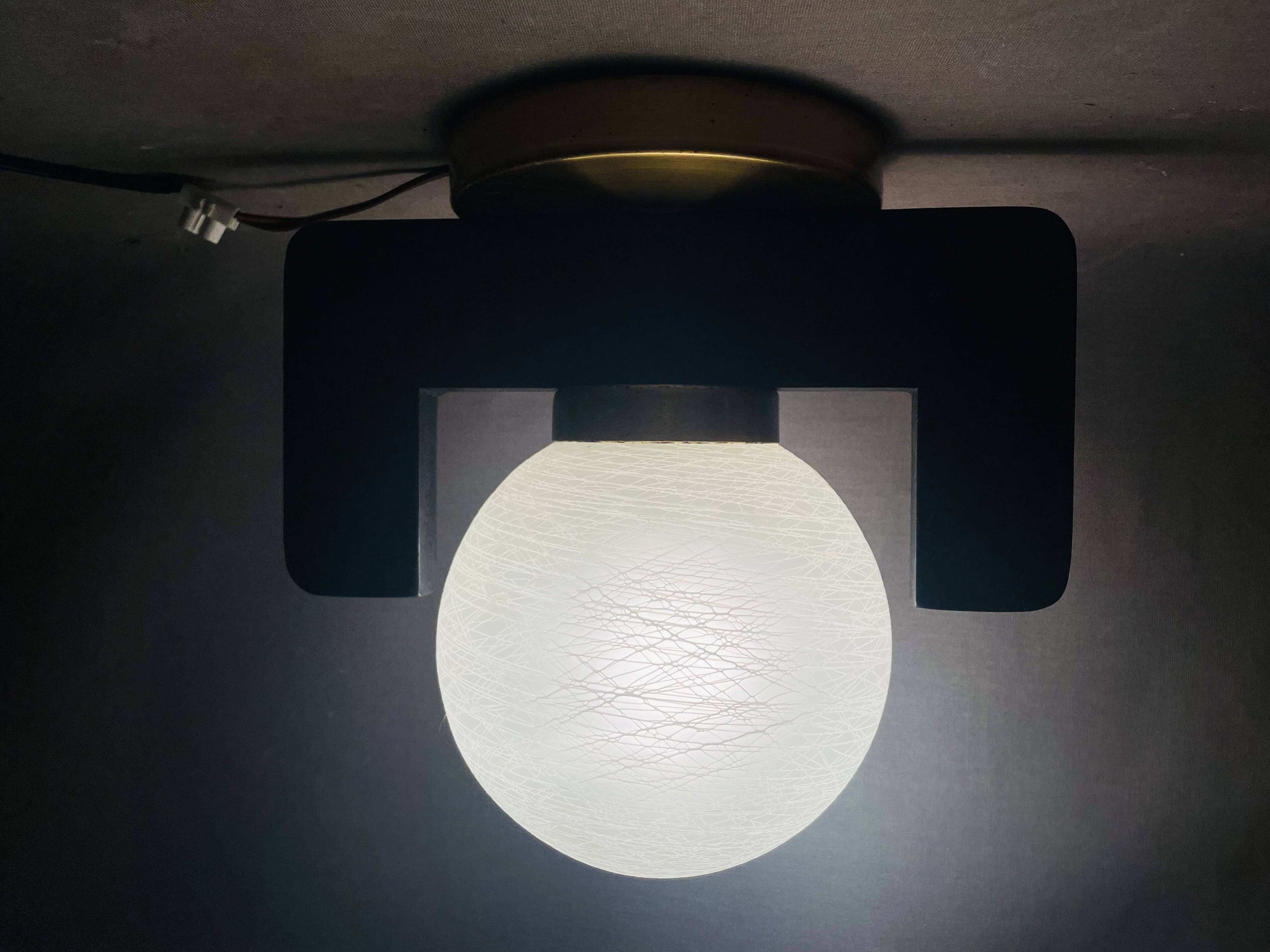 Black wood flush mount lamp
