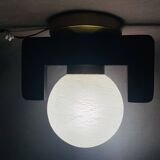 Black wood flush mount lamp
