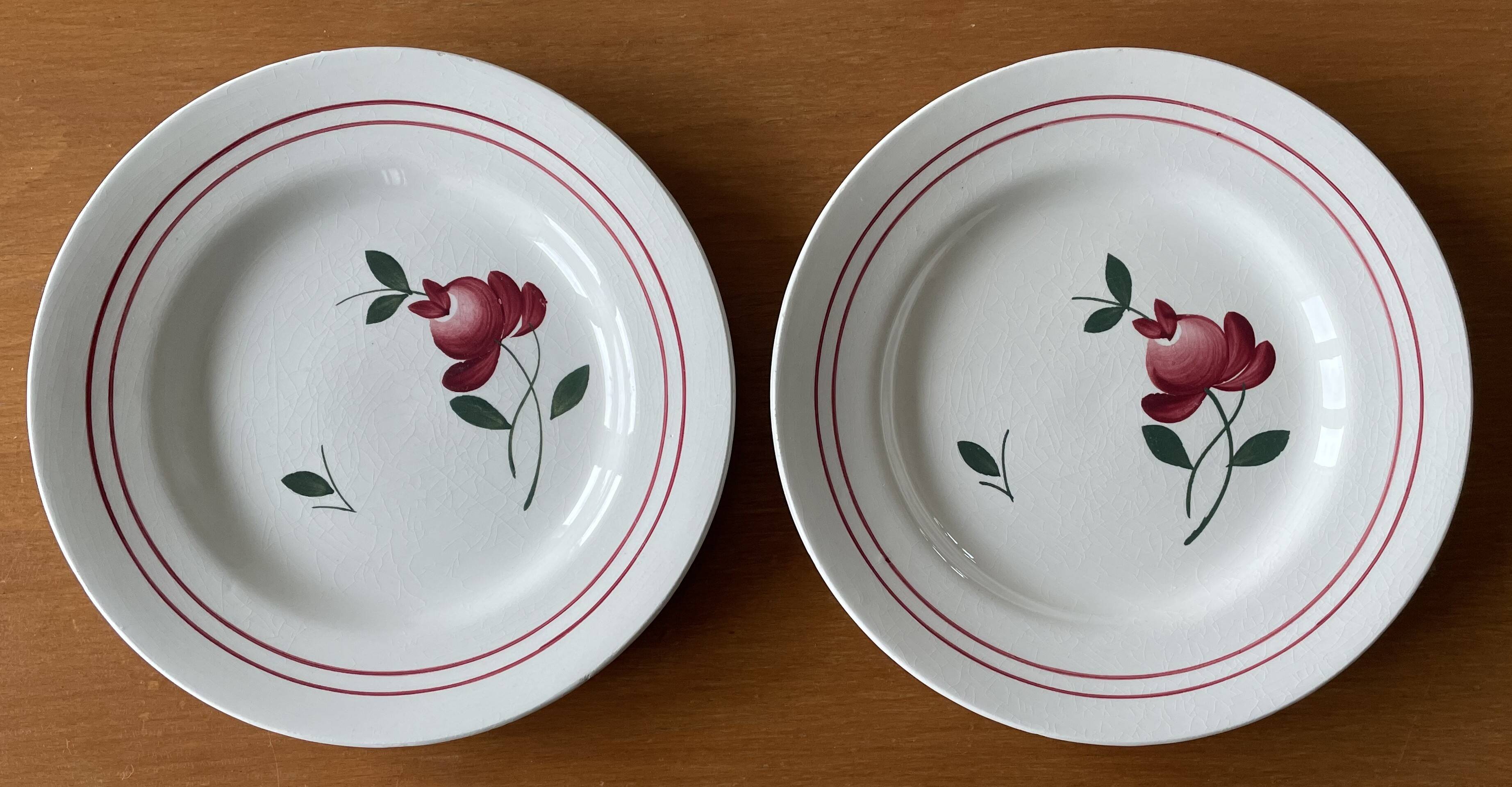 7 antique dessert plates in Gien earthenware