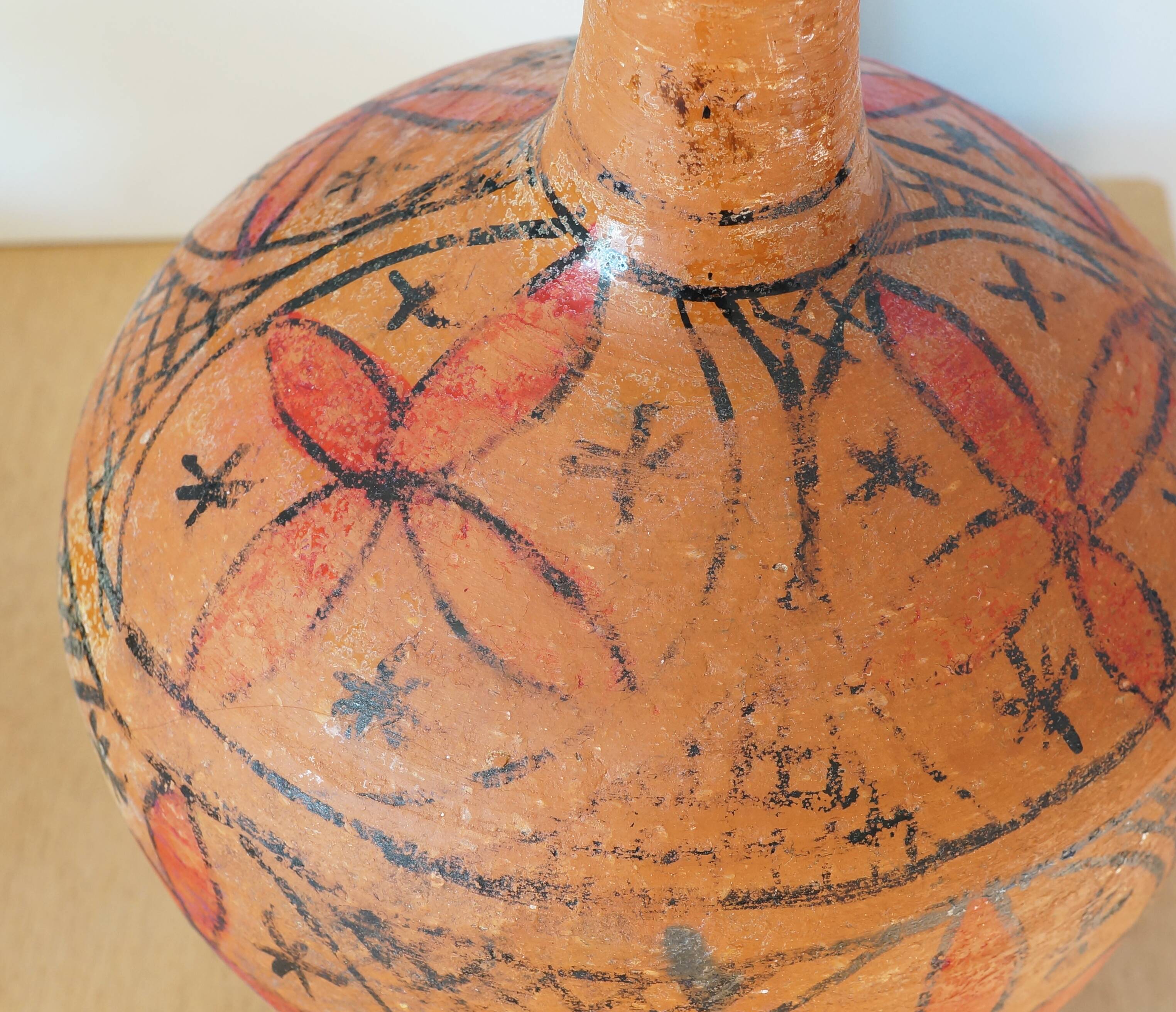 Old Berber vase in painted terracotta