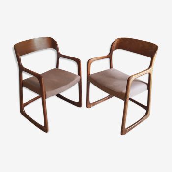 Pair of armchairs Baumann traineaux circa 1960