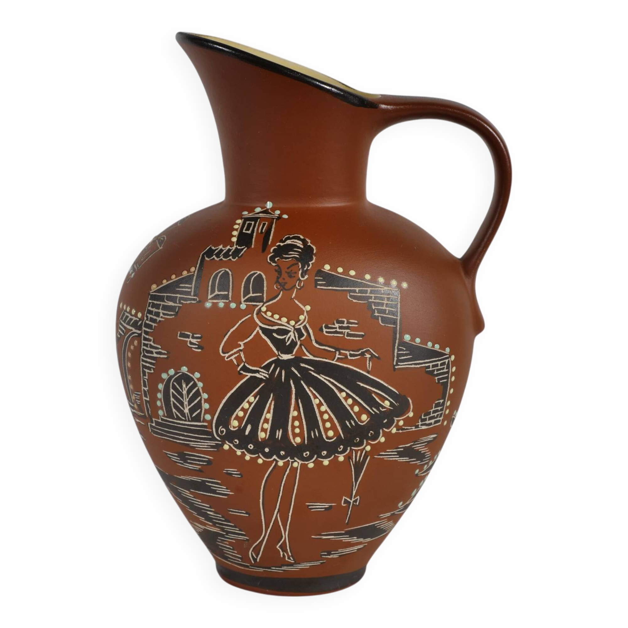 Hand-Painted Mid-Century Ceramic Vase by E. Knopp for Marzi & Remy, 1950s