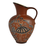 Vase en céramique peint à la main du milieu du siècle par E. Knopp pour Marzi & Remy, années 1950