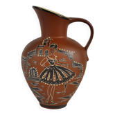 Vase en céramique peint à la main du milieu du siècle par E. Knopp pour Marzi & Remy, années 1950
