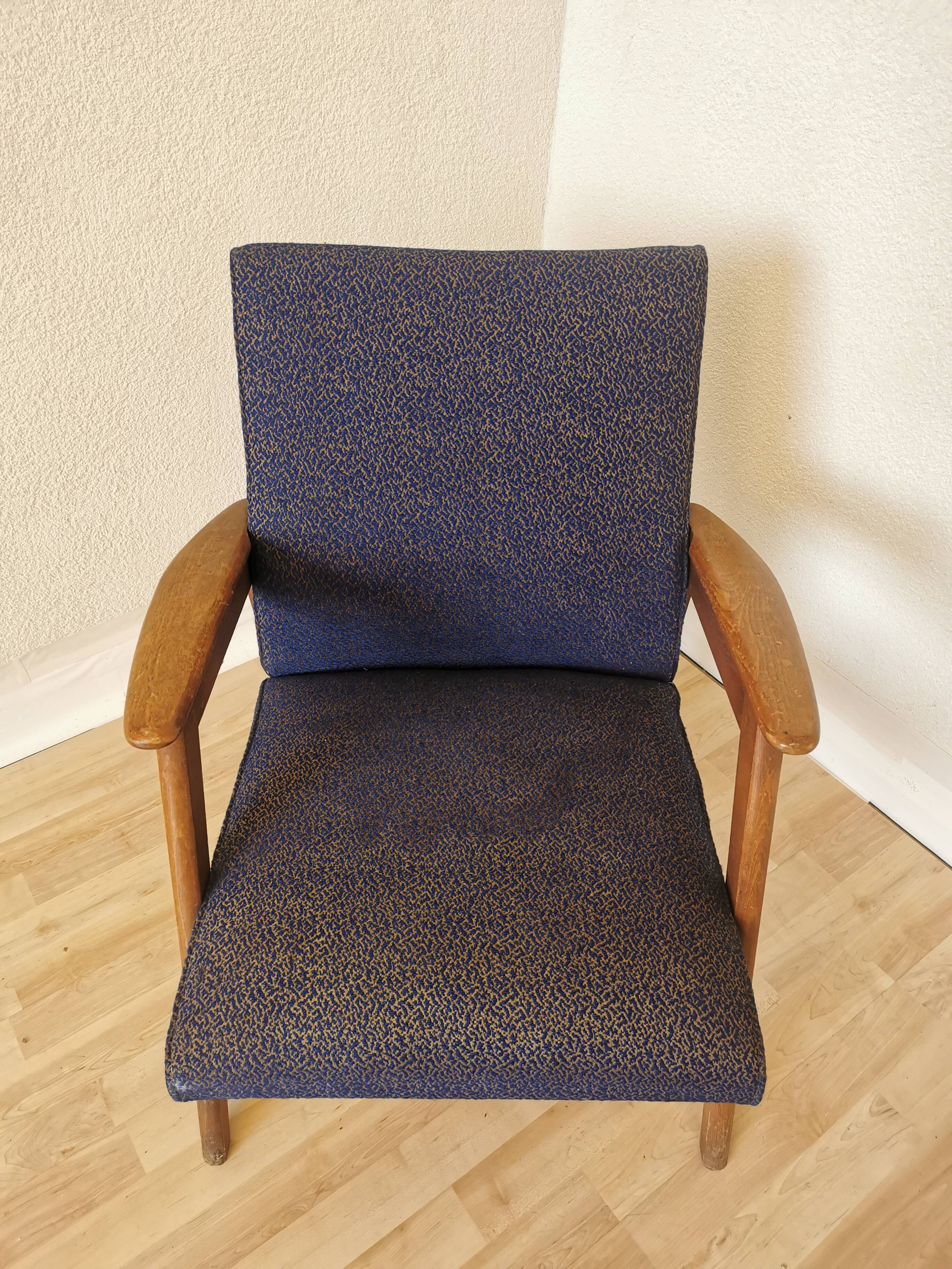 Vintage Royal Blue Armchair: Mid-Century Modern Lounge Chair