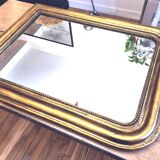 Old large Louis Phillipe mirror, gilded with gold leaf - Emilien"