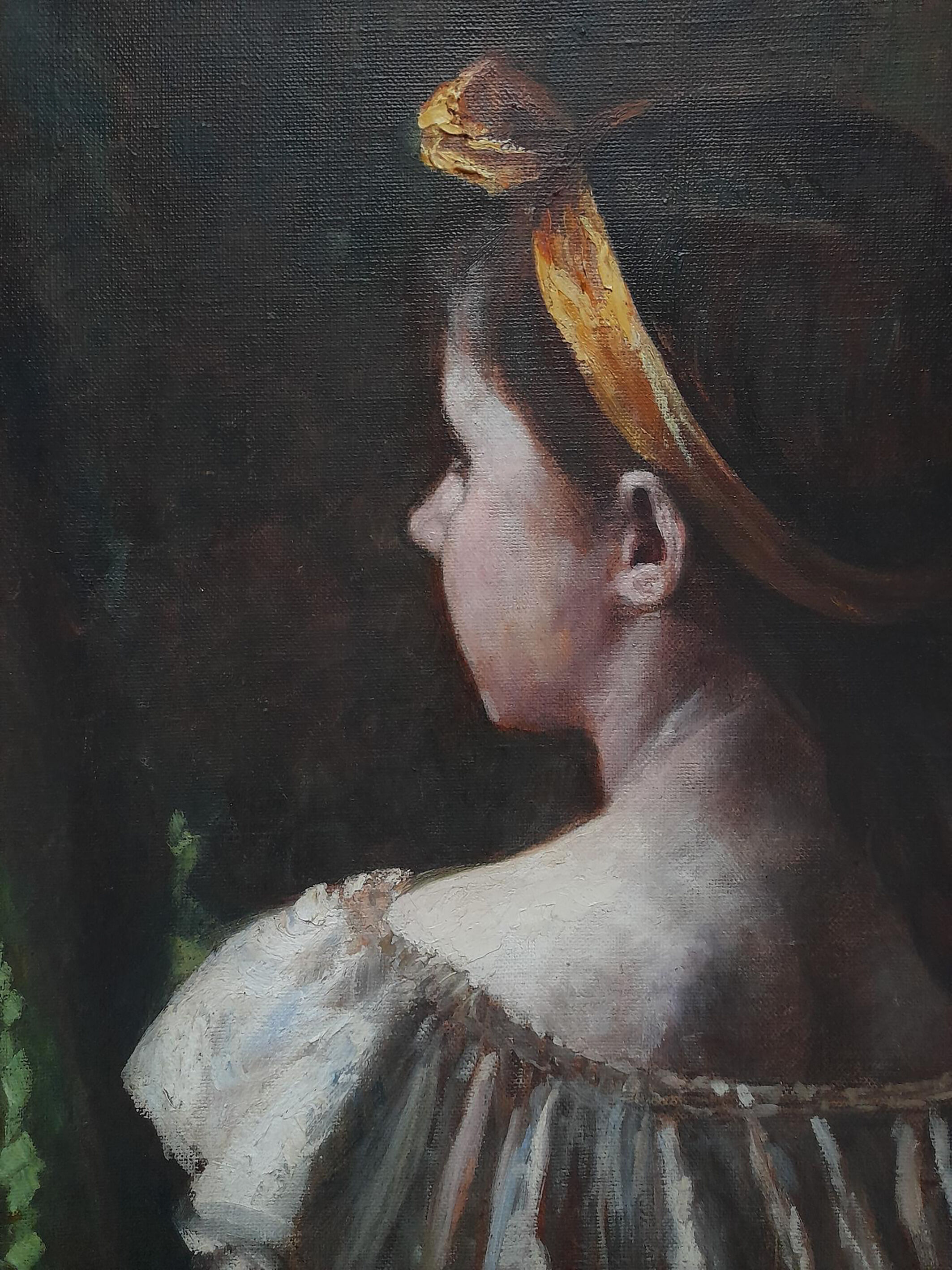 Oil on canvas portrait young girl