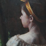 Huile sur toile portrait jeune fille
