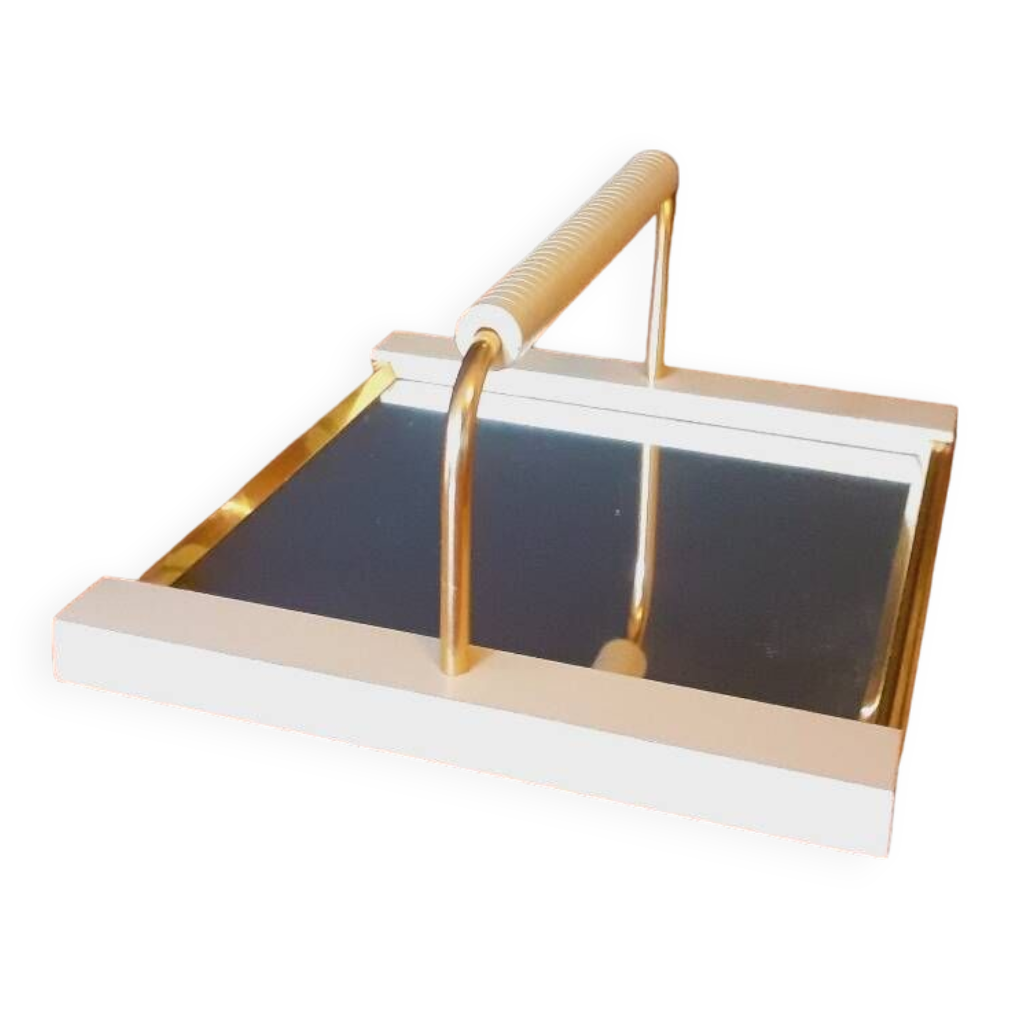 Plateau vintage année 50 en bois laqué et métal doré