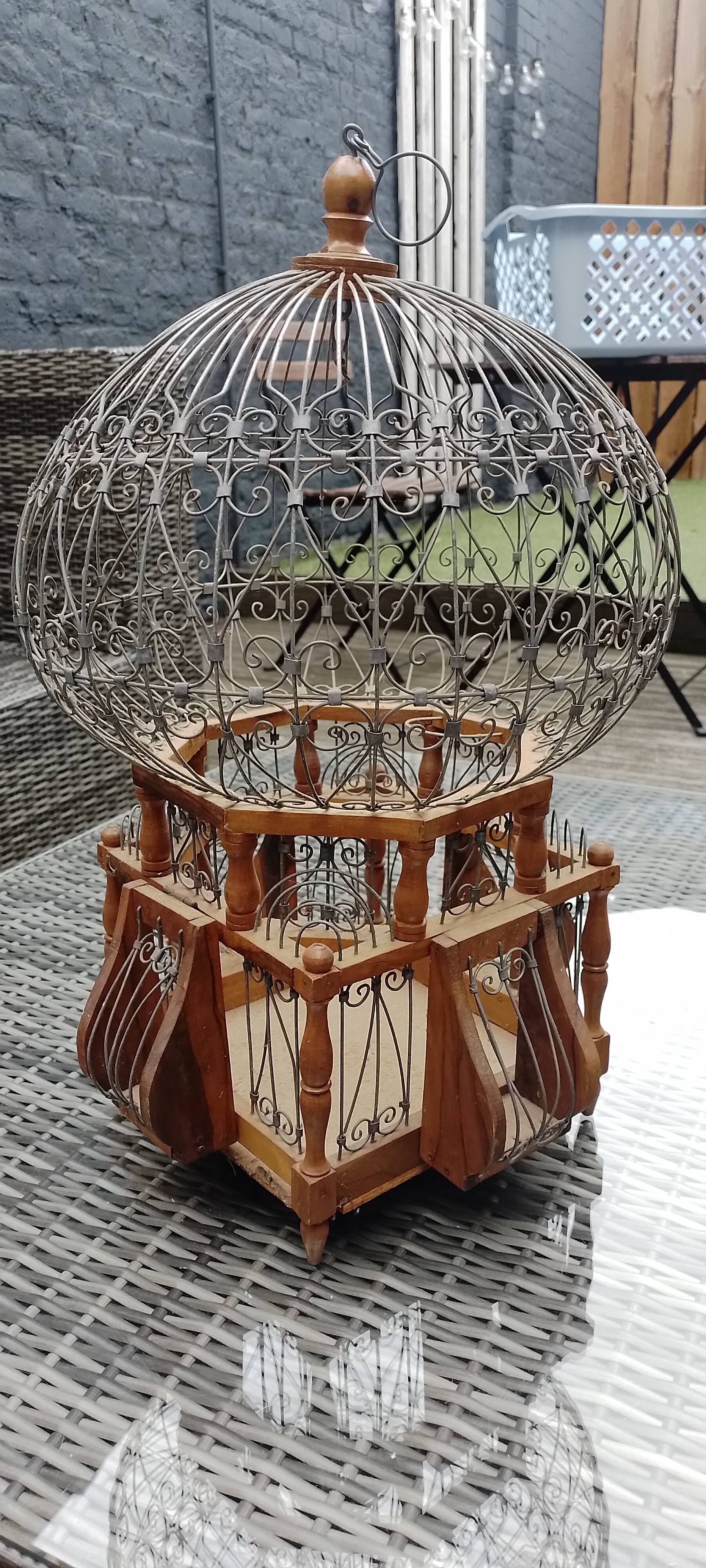 50' Vintage Metal and Wood Bird Cage