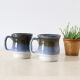 Set of 2 mugs in stoneware, artisanal pottery, made in England, vintage, 1980