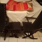Pair of 4-position adjustable armchairs, vintage relax and its ottoman
