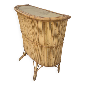 Bar vintage en rotin Bambou 1950s