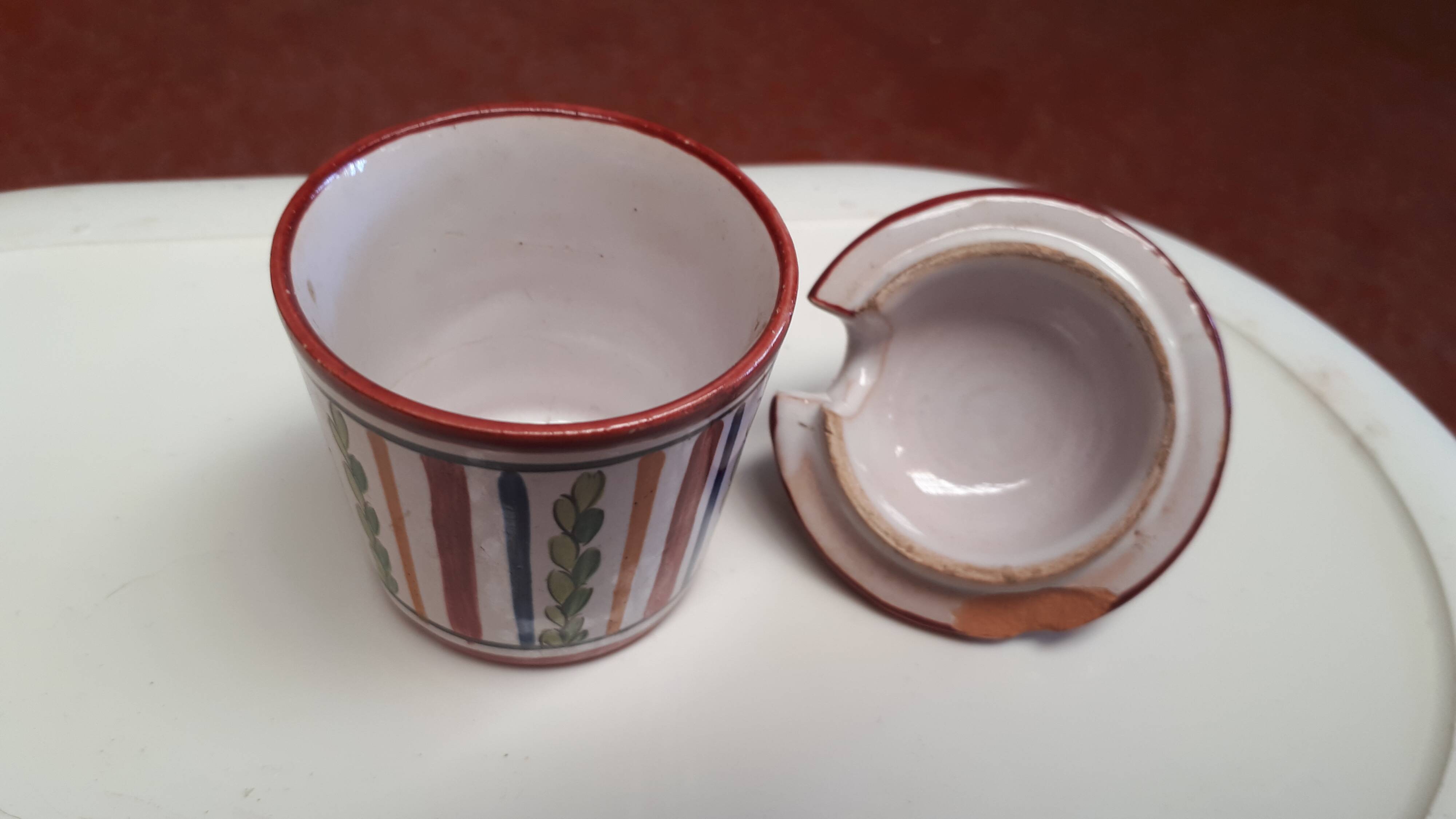 Small mustard pot signed AR-A in ceramic