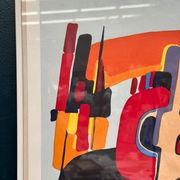 Lithographie en couleur originale suédoise – “Composition” par Bo Thorén – Signée – Vintage et encadrée
